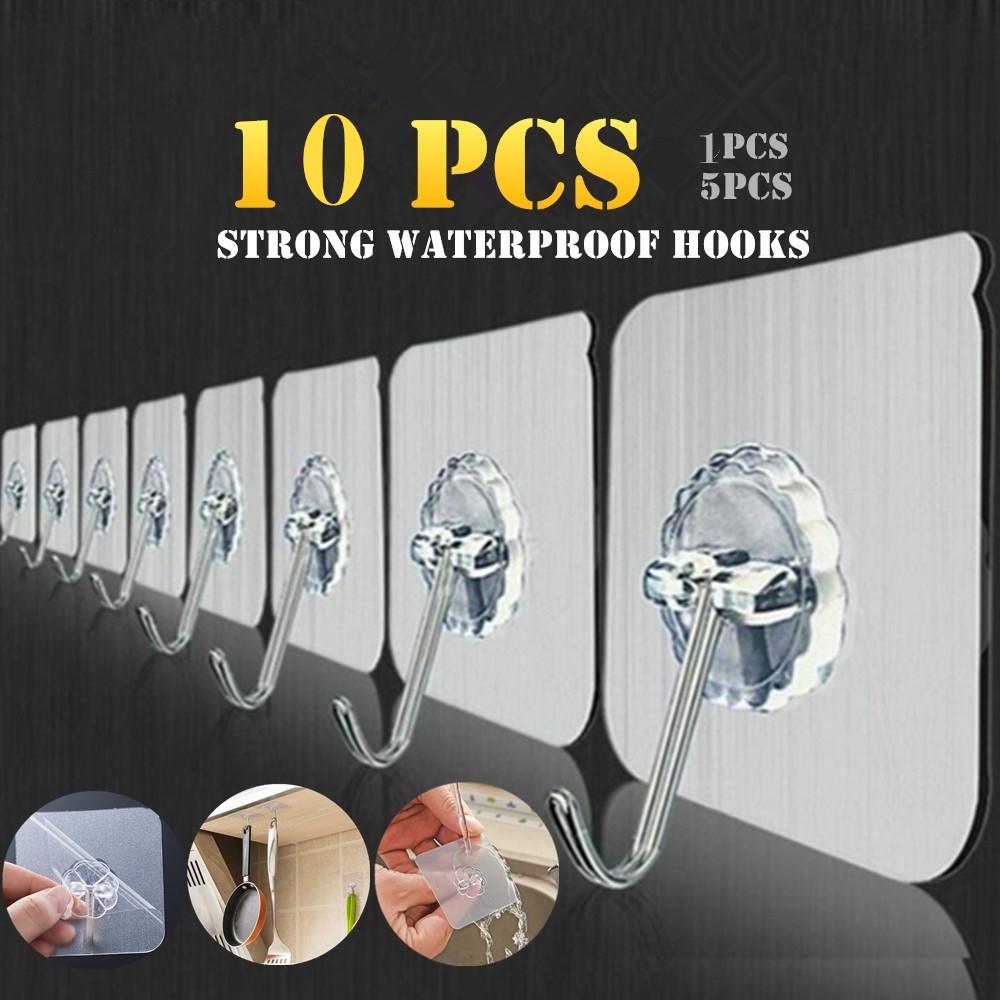 5//10 pcs Hanger Strong Transparent Hooks Suction Cup Sucker Wall Storage Holder