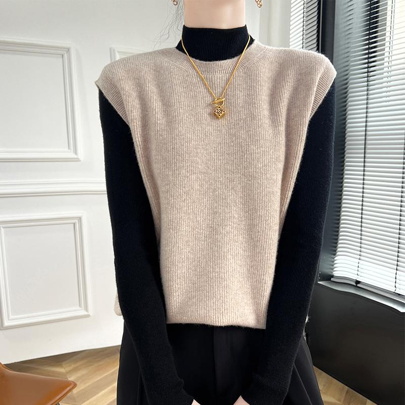 Women's Cashmere Vest Qinghe Cashmere 30% Cashmere 70% Wool Autumn and Winter Cashmere Vest Soft and Warm