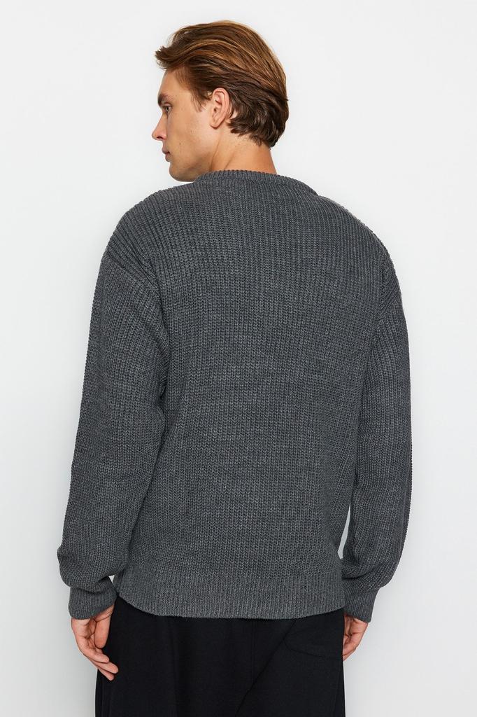 Herrenmode Neuer Pullover Altrosa Oversize-Passform Weite Passform Rundhalsausschnitt Basic Strickwaren Pullover