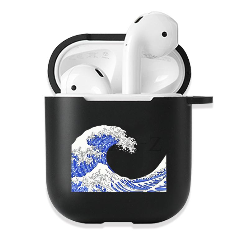 Soft Black Silicone Case for Apple Airpods Pro 3 2 1 The Great Wave of Kanagawa Bluetoooth Wireless Earphone Cases Airpod Cover