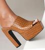 Fashion Women's High Heeled Mule Sandals, Peep Parker ALD On Decade K Women's High Heeled Slippers Platform Shoes