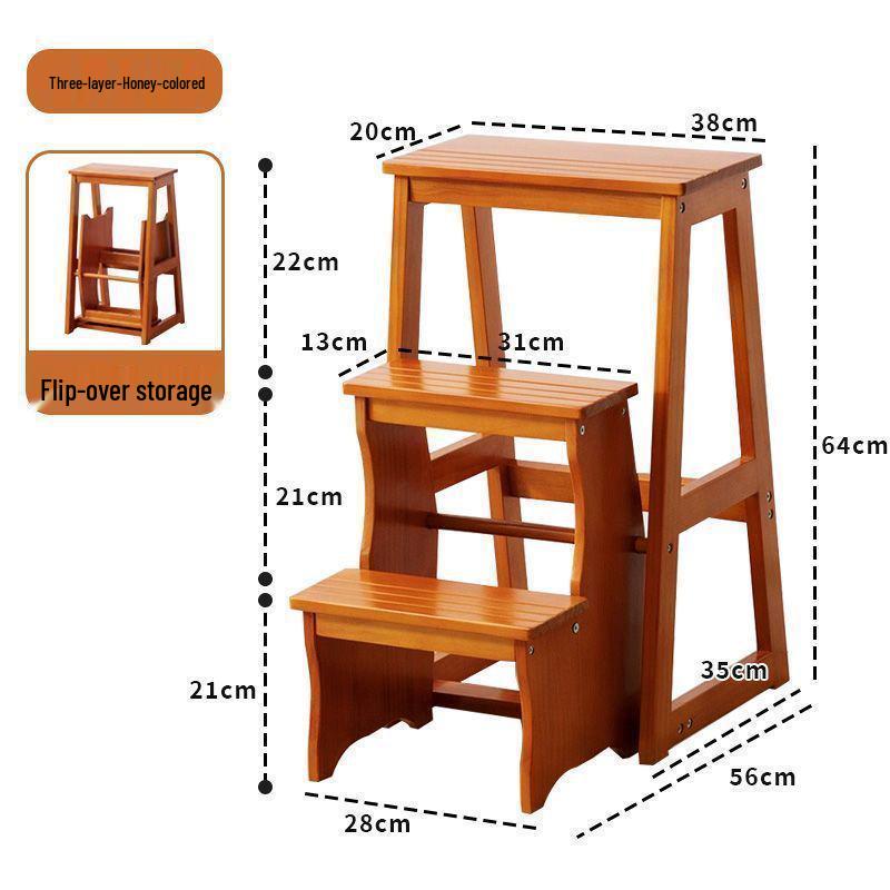 Folding Solid Wood Ladder Chair for Home and Elderly Use