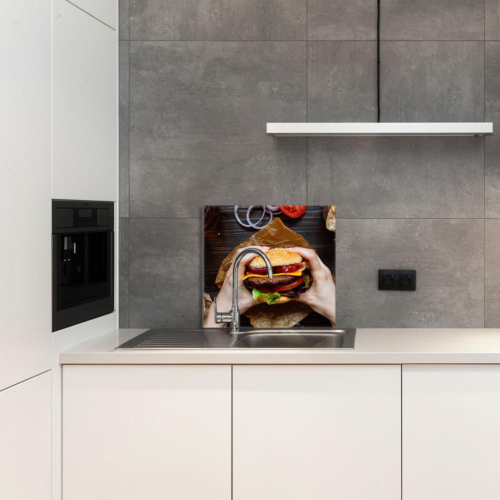 PANEL SZKLANY DO KUCHNI 65x60 Hamburger