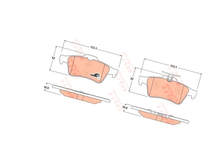 Trw Gdb1621 Trw Brake Pads Rear Without Sensor