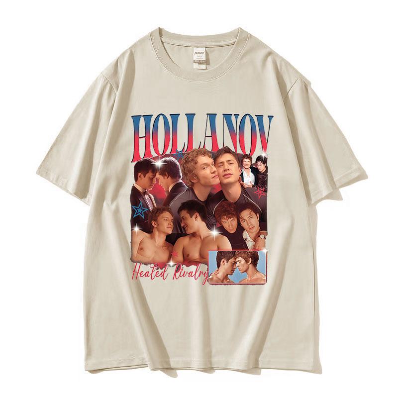 Hollanov Heated Rivalry Hockey Romance Movie Graphic T Shirts Men's Vintage Fashion 100% Cotton Short Sleeve T-shirt Streetwear