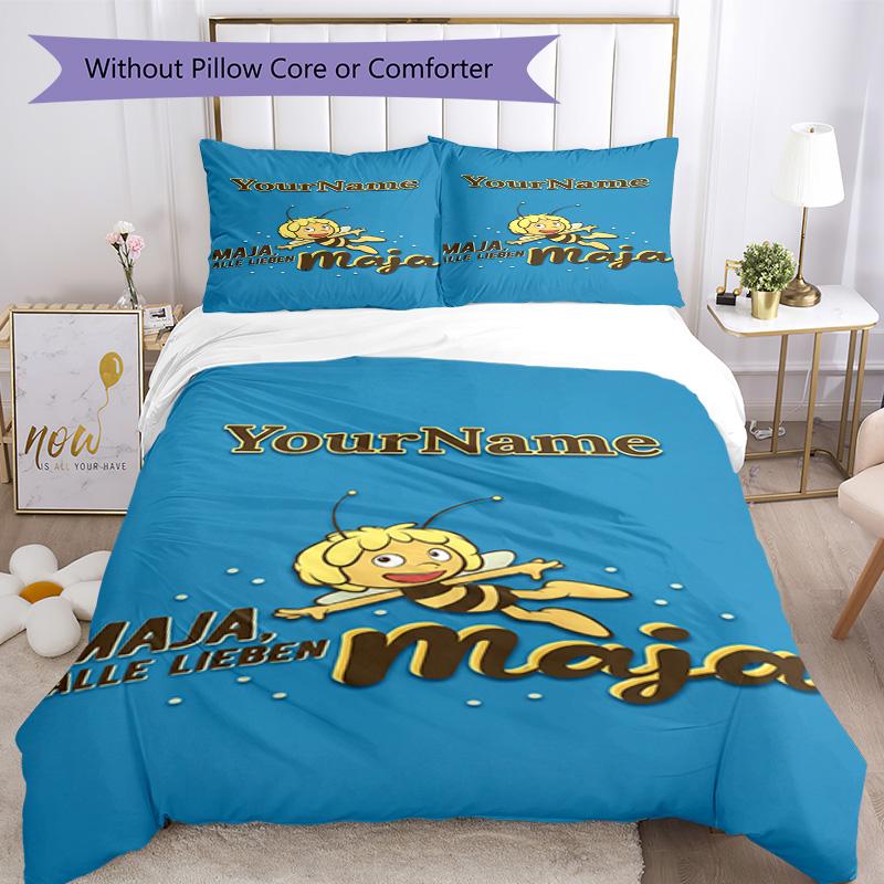 Biene Maja Customize Your Name Bedding Set Breathable Duvet Cover with Pillowcases Home Decoration Birthday Gift