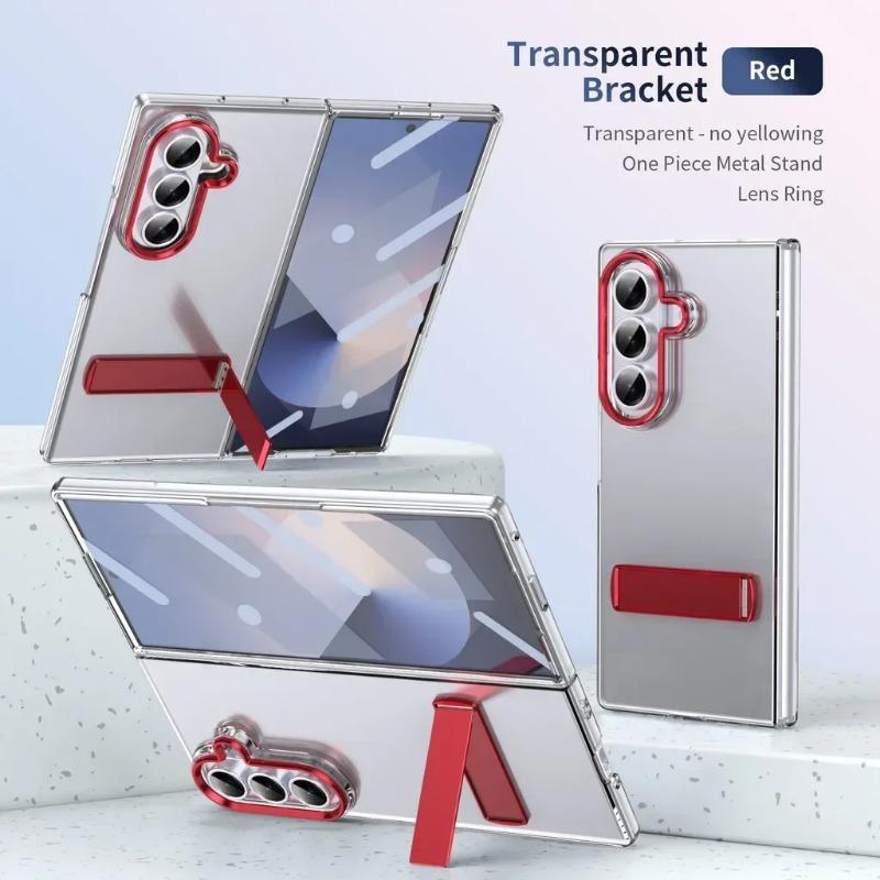 Simple Clear with Foldable Kickstand Phone Case for Samsung Galaxy Z Fold 7 6 5 4 3 Screen Protector Shockproof Protect Cover