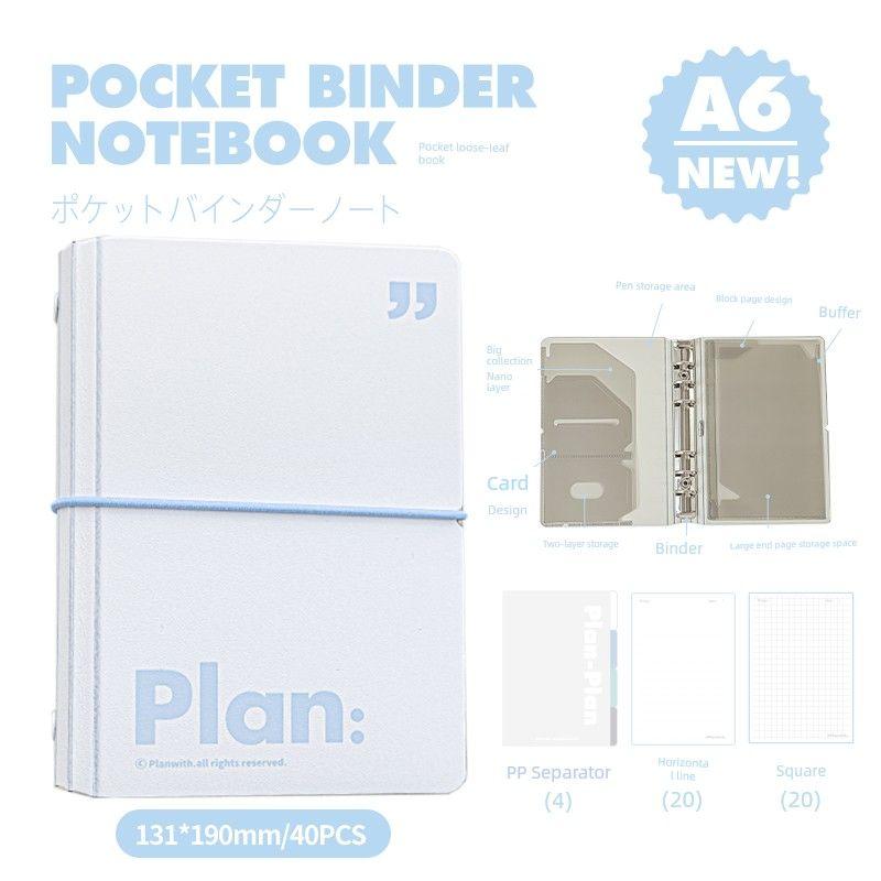 

Planwith Loose-Leaf Notebook Notebook Portable Pockets Notebook Mini Learning Notebook Portable Notebook Notepad white