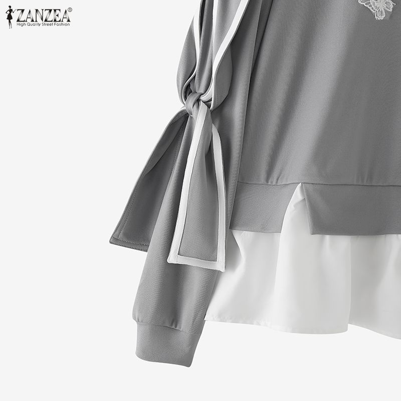 ZANZEA Damska bluzka na co dzień z kołnierzykiem i długim rękawem