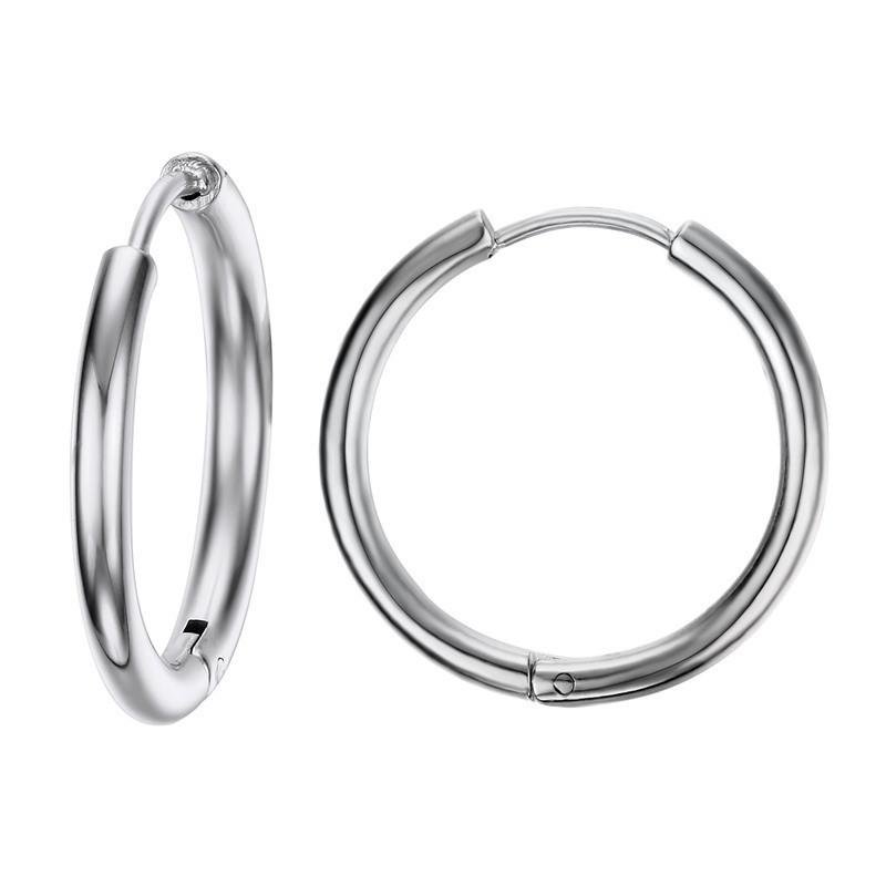 VNOX Basic Stainless Steel Hoop Earrings for Women Man Round Circle Loop Earring Aretes 25mm/20mm/11mm Unisex Ear Jewelry