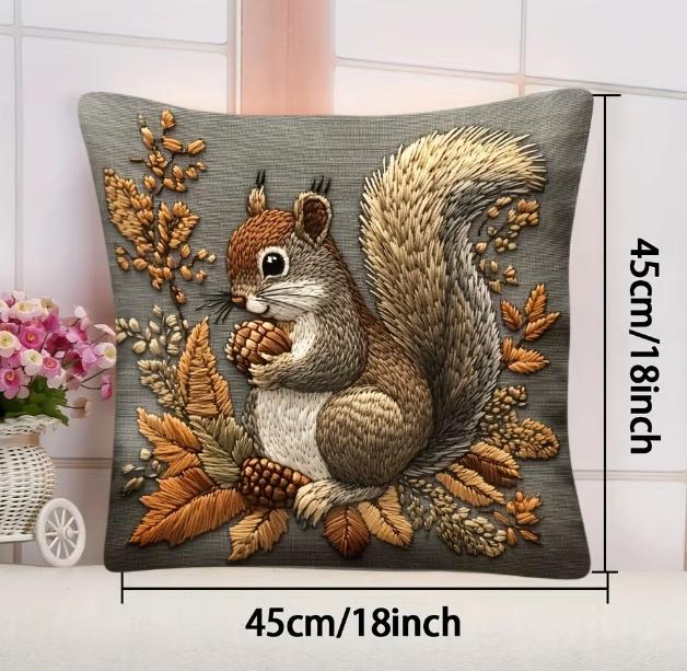 2D Printing Squirrel Pillow Cover Nature'S Artistry For Your Home Sofa Cushion Cover Home Decoration Pillowcase
