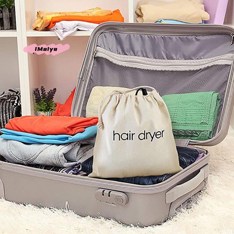 M-Travel Hair Dryer Cloth Bag Hair Diffuser Hairdryer Bag Drawstring Closure Cover Canvas Storage Belt Mouth Drawstring Dust Bag