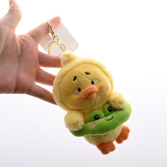 Worried Duck Plush Keychain Cute Stuffed Animal with Random Accessory Soft Bag Charm & Car Decoration Gift for Kids Adults