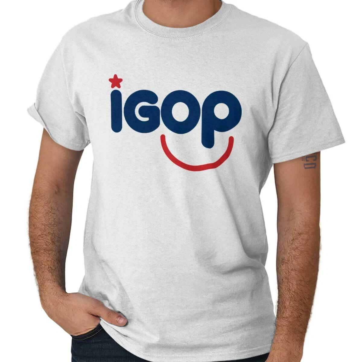 

Funny I GOP Happy Republican Political Joke Womens or Mens Crewneck 100% Cotton T-shirt Mens Tees Top Tee 2XL