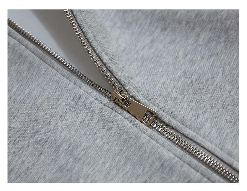 Women's Grey Hooded Sweatshirt: Autumn/Winter 2025 Loose Fit, Korean Style, Plus Velvet, Versatile American Retro Cardigan.
