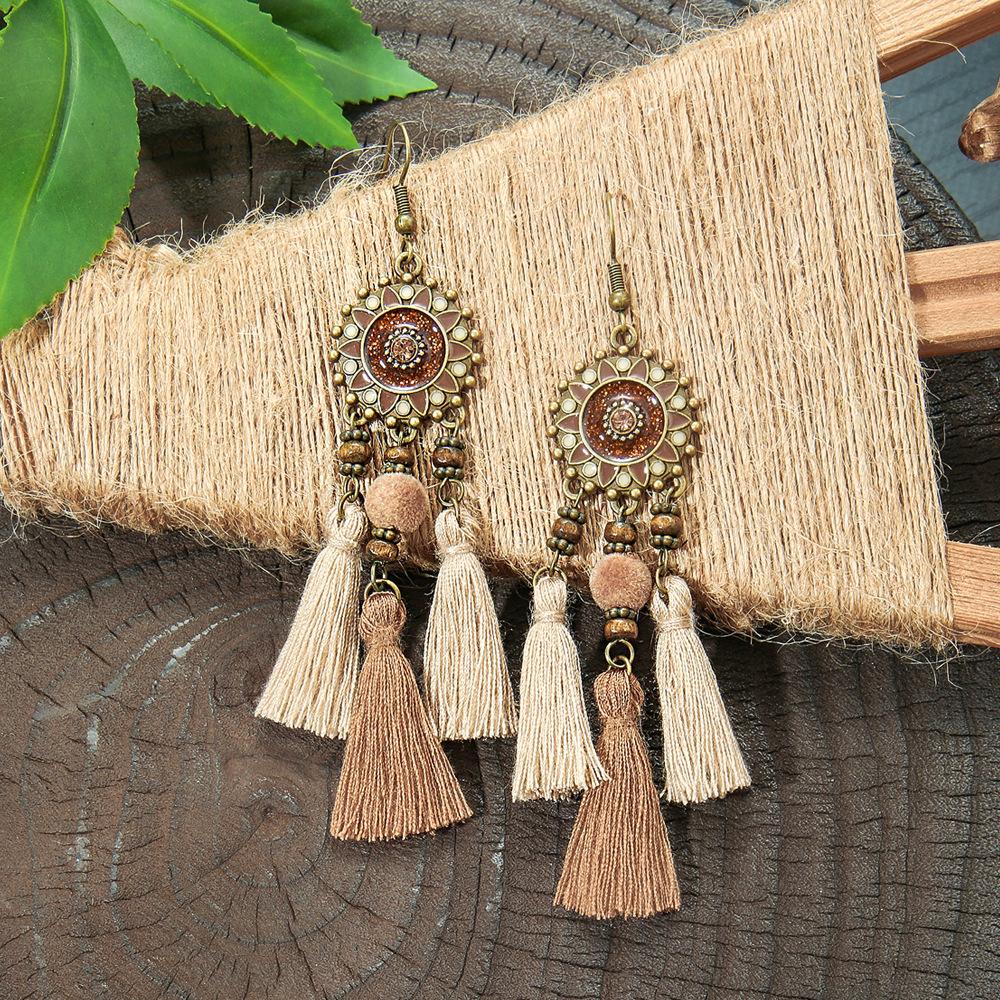 Fashion Ethnic Style High-end Fringed Earrings Personalized Retro Creative Tribal Style Earrings Yiwu Jewelry