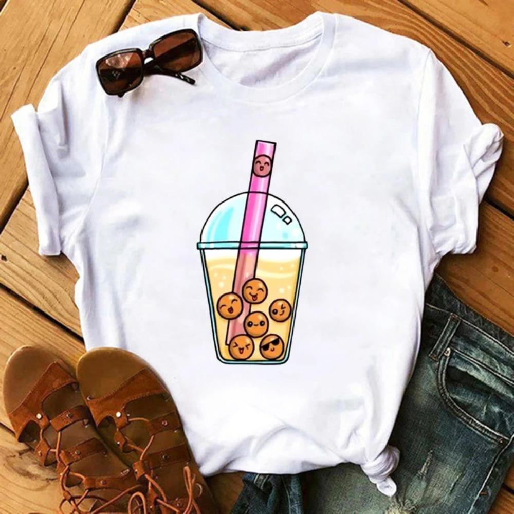 Funny Retro Casual Women's T-shirt Cute Women's Street Wear Panda Pattern Round Neck Short-sleeved Fashion Tea Print Aesthetic Clothing