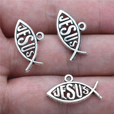 20pcs 23x13mm Antique Silver Color Christian Jesus Fish Charms Pendants DIY Bracelet Neckalce Jewelry Making