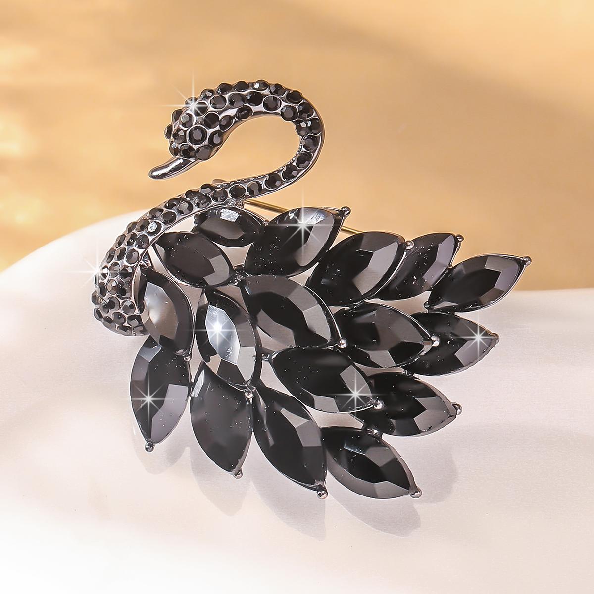 

Элегантная брошь в виде лебедя из кристаллов для женщин и девочек - булавка в виде животного со сверкающими стразами - 804014