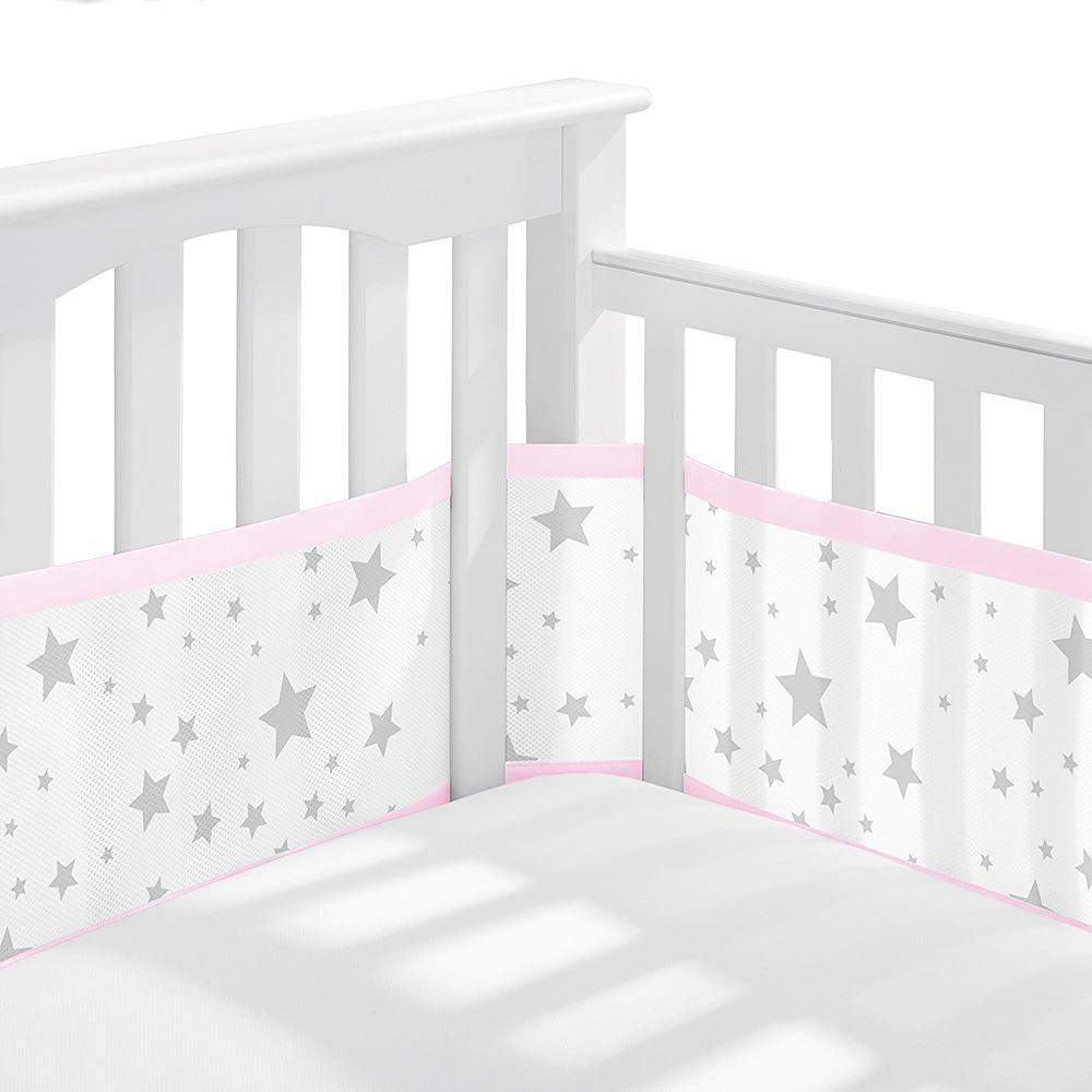 Breathable Mesh Crib Liner for Standard-Size Cribs (1 Panel 340x30 cm + 1 Panel 160x30 cm)