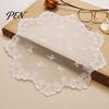 French Style Kitchen Table Accessories Retro Lace Placemat, White Floral Doilies, Embroidered Mat, Washable Pads for Small Tables Sheer Mesh Doily Tea