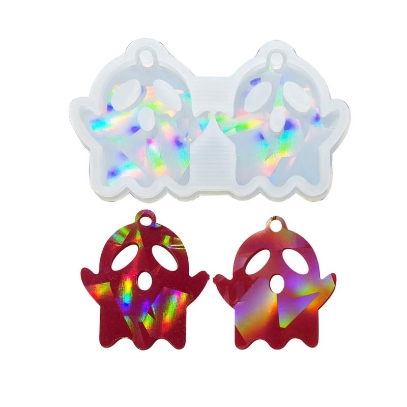 Silicone Cute Specter Holographic Molds Light Shadow Earrings Pendant Mold DIY Ornaments Jewelry Epoxy Crafting Mold