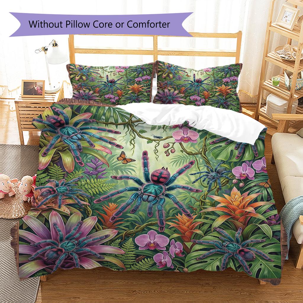 Retro Oil Painting Animals Pattern Bedding,Quilt Set Quilt Cover Pillowcase Home Birthday Gift (1 * Duvet Cover + 2 * Pillowcase, Without Core)