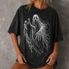 Halloween Gotisk Spøgelse T-shirt Mænd Kvinder Vintage Sort Oversized 3D Print T-shirt Kraniet Grafisk Kortærmet Afslappet Streetwear Top