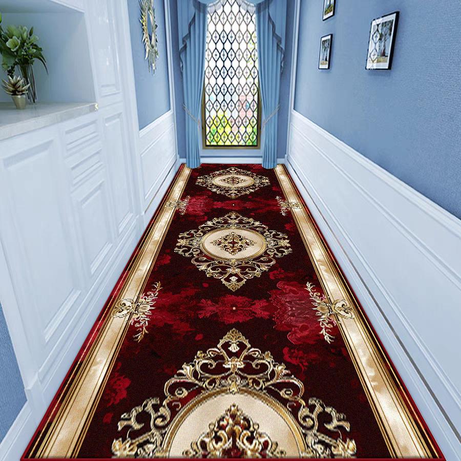 European Style Luxury Corridor Carpet Home Decoration Living Room Non-slip Runner Long Rug Hotel Stair Entryway Customizable Mat