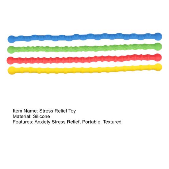 4Pcs/Set Stress Relief Sensory Stick Toy Silicone Flexible Twisting Stick Fidget Toy Portable Travel Decompression Textured Stick Toy