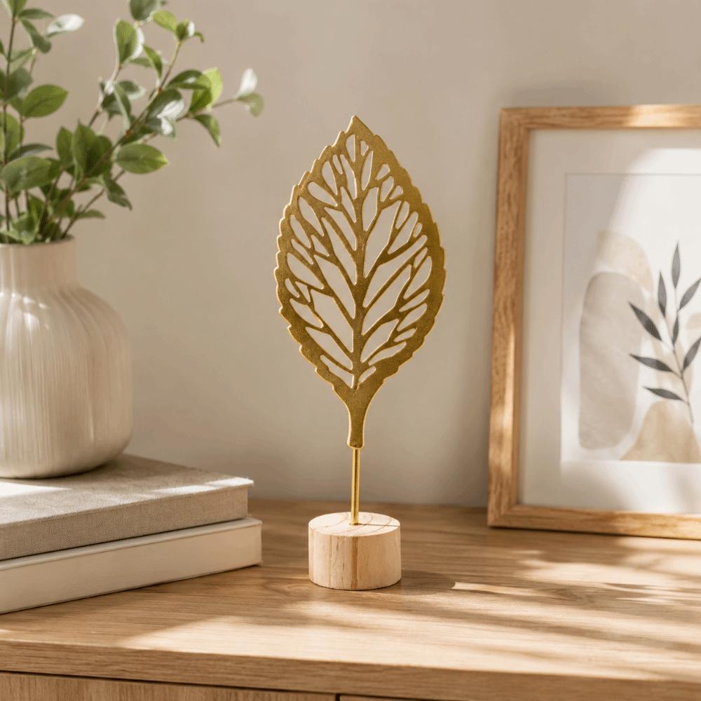 Flower Miniature Figurines Metal Art Ginkgo Leaf Ornament Desktop Ornaments Office Desktop