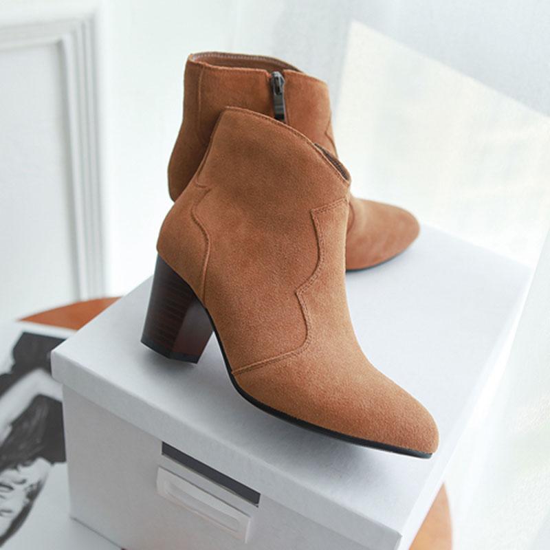 8.Women's High Heel Short Boots Fashion Suede Autumn/Winter New Thick Heel Large Size Women's Boots