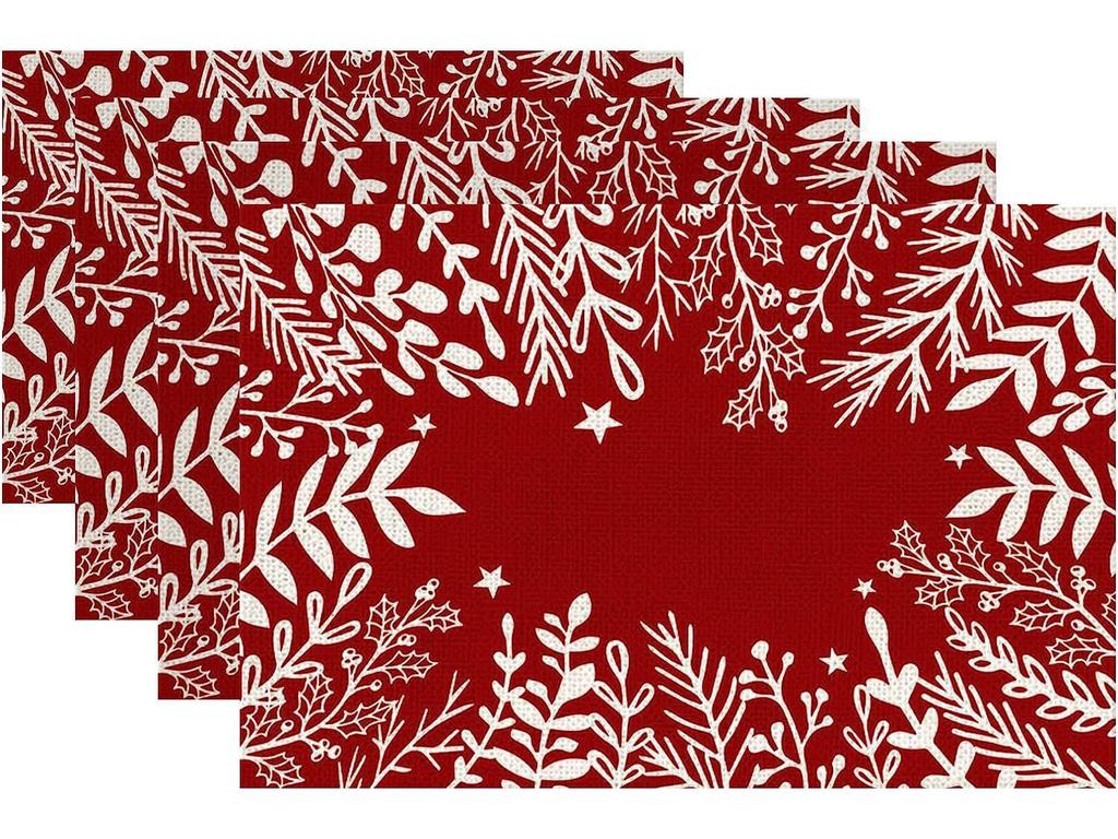 Christmas Placemat Set with Plate & Cup Insulation - Holiday Decorative Table Mats