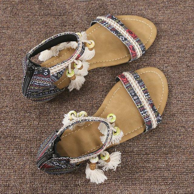 Sandały na koturnie Damskie Buty Lato Trendy Moda Peep Toe Frędzle Sandały Rzymskie Wygodne Zakryty Piętek Casualowe Buty na Plażę