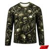 Men Gothic Full Print Skull Skeleton Long Sleeve T Shirt Halloween Punk  Print Y2K Hip Hop Family Matching Casual Fitness Tops