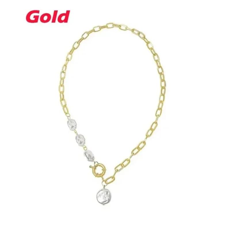 1Pc Irregular Pearl Necklace Women's New Fashion Design Sense Neck Chain Collar Bone Chain