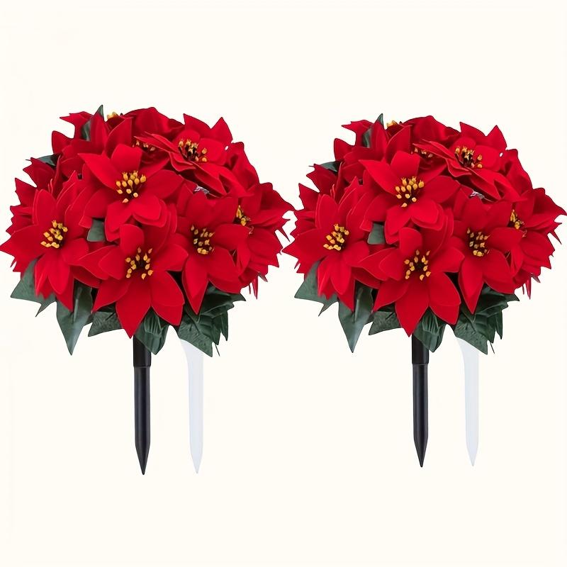 

Vibrant Fade-Resistant Artificial Poinsettias for Outdoor & Indoor Decor. No Maintenance! красный