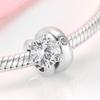S925 Sterling Silver Oxide Beads December Birthstone Round Single Stone Ring Beads Bracelet DIY Jewelry Accessories