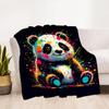 1pc Colorful Panda Flannel Blanket, Comfortable and Warm Blanket, for Camping Sofa Bed and Couch Office036