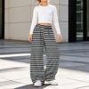 Fashion Girls' Flannel Warm Loose Striped Printed Pants