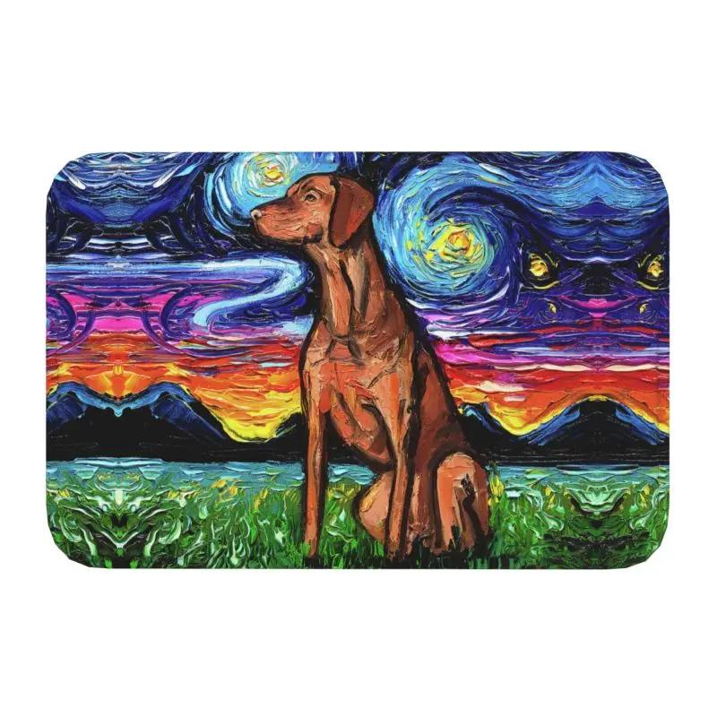 Custom Starry Night Dachshund Dog Doormat Anti-Slip Entrance Kitchen Bathroom Floor Door Mats Bedroom Balcony Carpet Rug