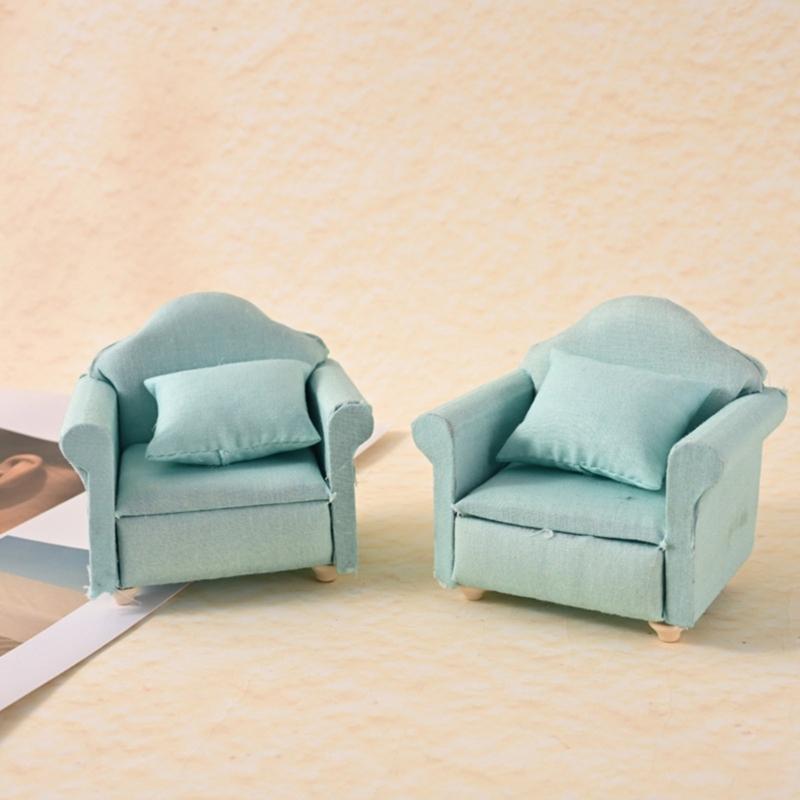 Pack Of 3 Miniature Couch with Cushion 1/12 Scale Dollhouses Sofa Set Modern Living Room Decors Scene Display Accessories