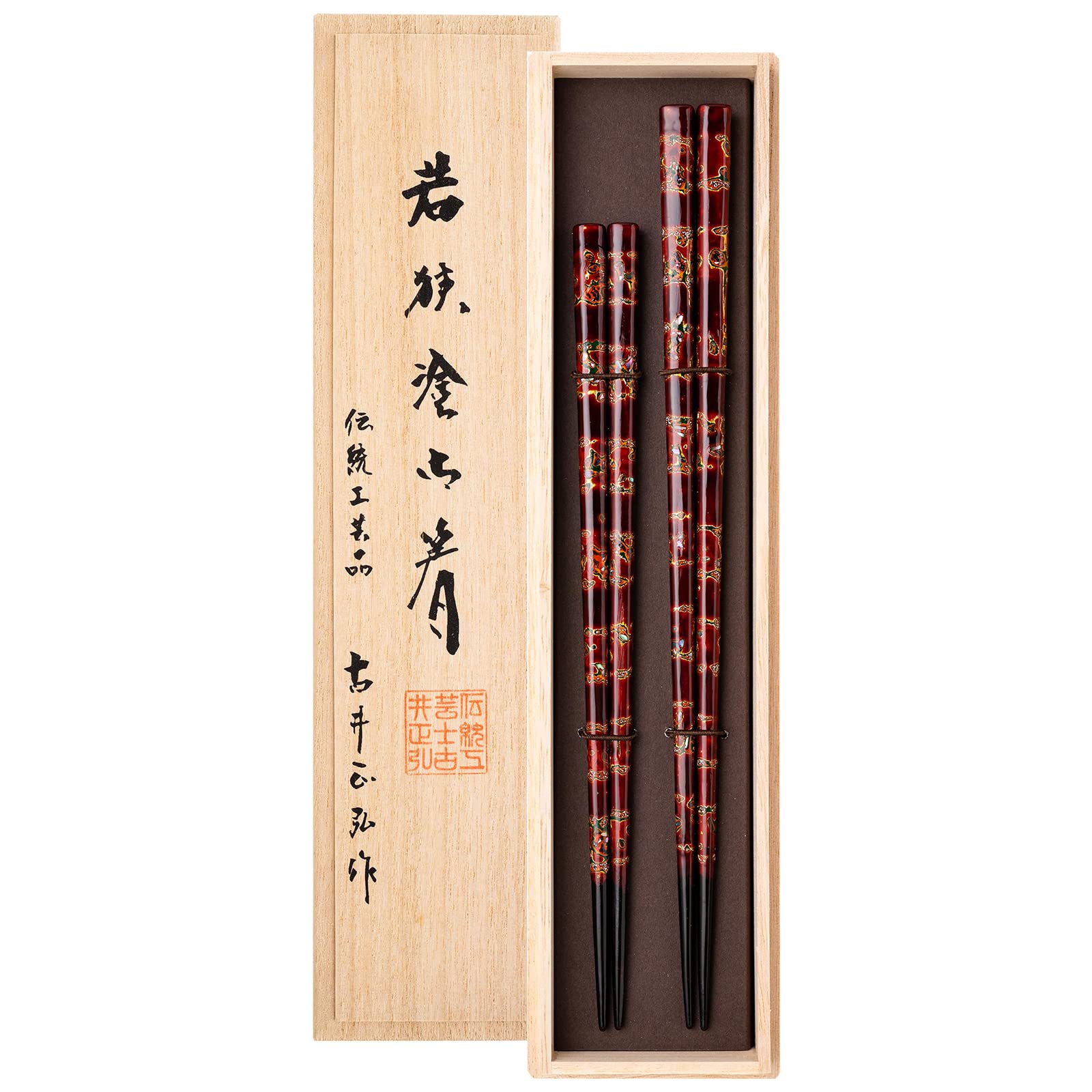 

Палочки для еды из лака Вакаса для высокого качества натуральные пара x традиционный цветок сделано для пар, дерево, набор, 23,5 см 20,5 см, ремесло, корзина, коричневый, Япония,