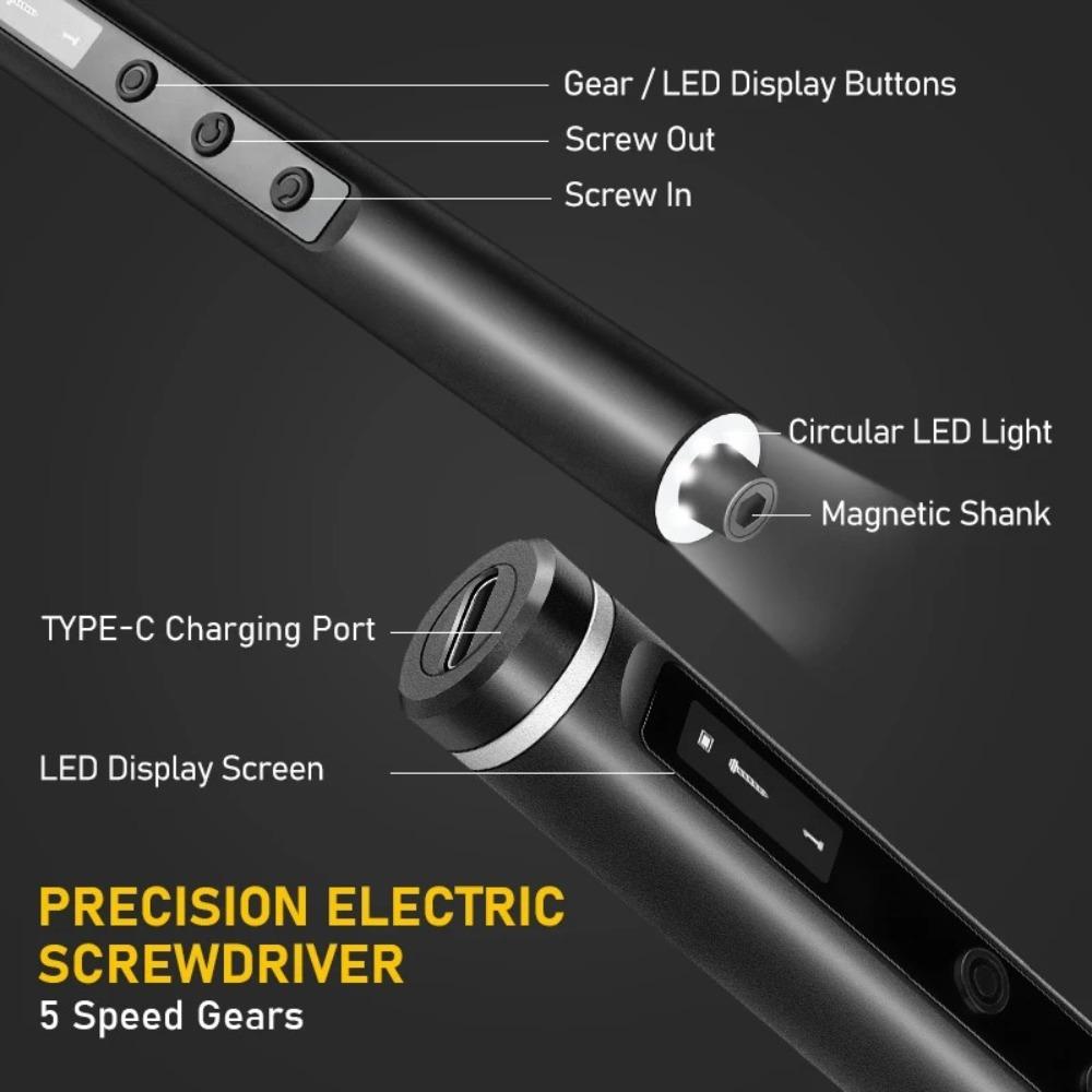 1 Set Präzisions-Elektroschrauber mit starkem magnetischem Design, fester Haftung und LED-Anzeige, Reparatur für Handy-Kamera-Uhr