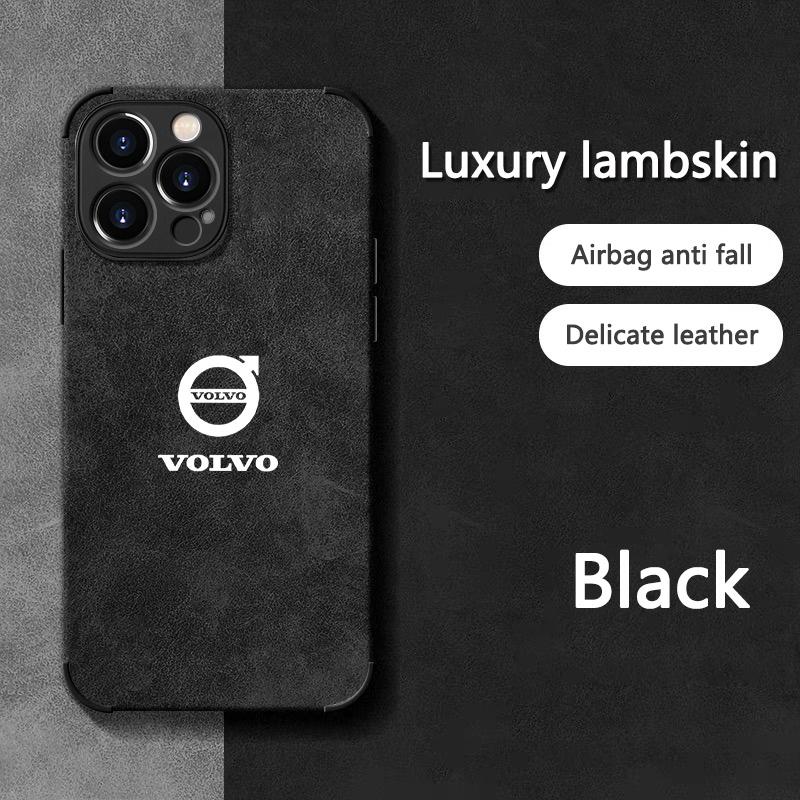 Car For Volvo Emblem Suede All Inclusive Phone Case For iPhone 16 15 13 14 12 Pro Max Mini 8 XR XS 16 Plus 15Pro MAX Cover Shell