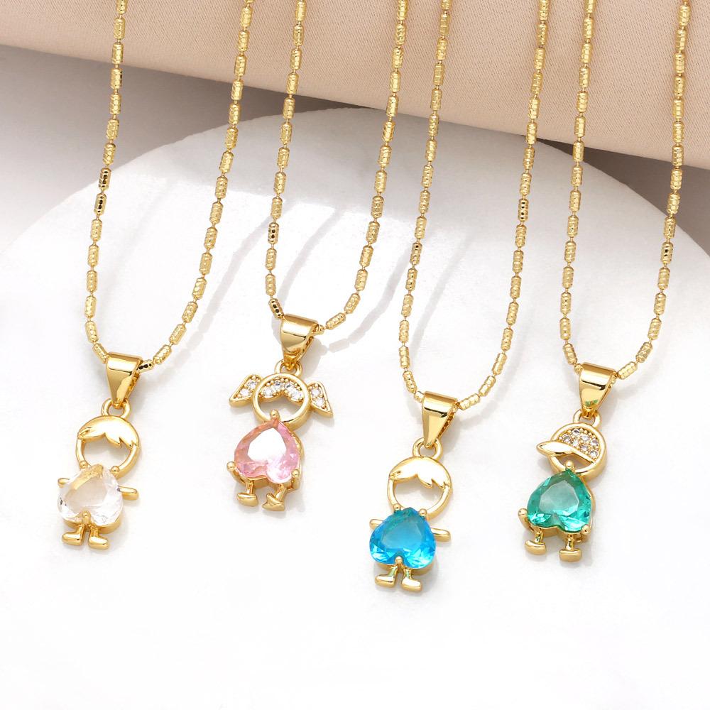 SongYi Dainty 18K Real Gold Plated Heart Necklace Copper Cubic Zirconia Love Pendant Minimalist Clavicle Chain Jewelry for Women