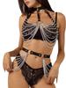 Fashion Women Body Harness Sexy Leather Lingerie with Chain Bra Bondage Suspender Harness Fetish Goth Exotic Clothing Accessorie