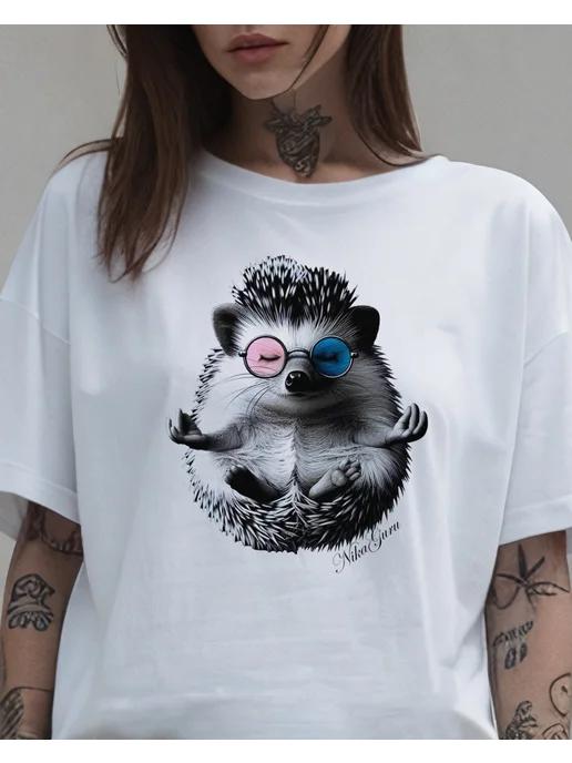 Summer hedgehog print T-shirt M