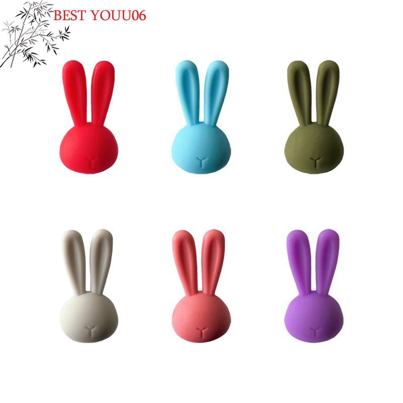 Hot 6Pcs Wine Glass Marker Creative 3D Rabbit Ears Silicone Drink Charms Wine Identifier For Champagne Cocktails