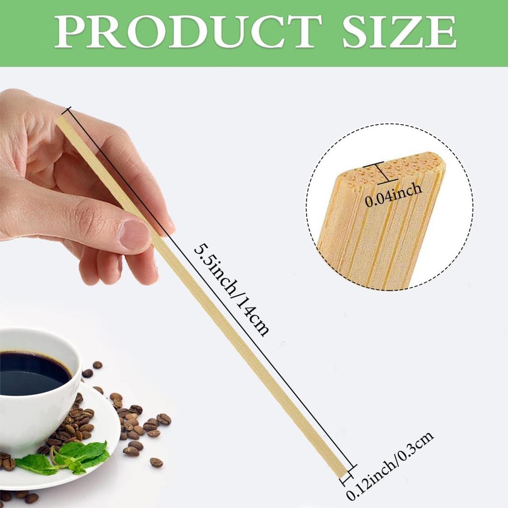 1000pcs Bamboo Coffee Stir Sticks, 5.5" Disposable Hot Drink Beverage Stirring Swizzle Stir Sticks For Coffee, Milk, Tea, Juice, Cocktail, Chocolate,